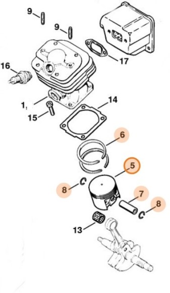 Поршень, діам. 42 мм STIHL 11210302005