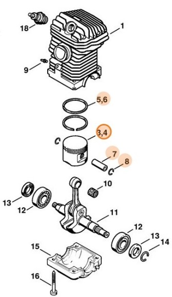 Поршень, діам. 42 мм STIHL 11230302002