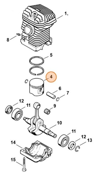 Поршень, діам. 42,5 мм STIHL 11230302016