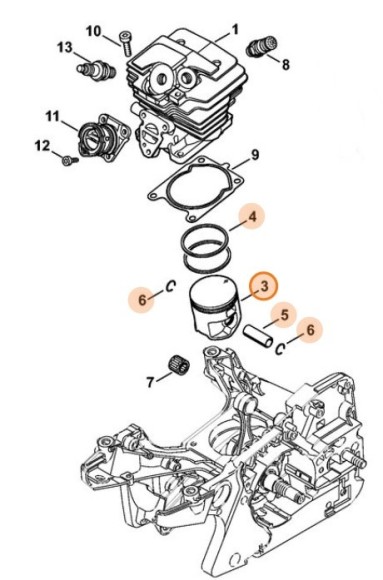 Поршень діам.42,5мм STIHL 11430302004