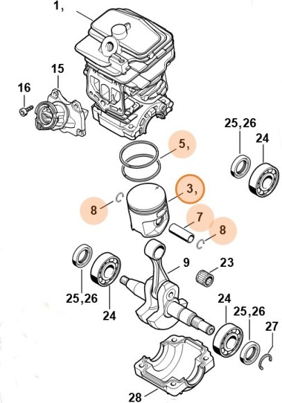 Поршень діам.42,5мм STIHL 11430302013