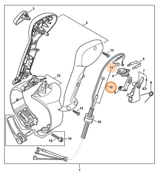 Трос управління дросельною заслонкою STIHL 42821801107