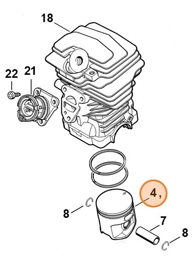 Поршень діам.44мм STIHL 11430302007