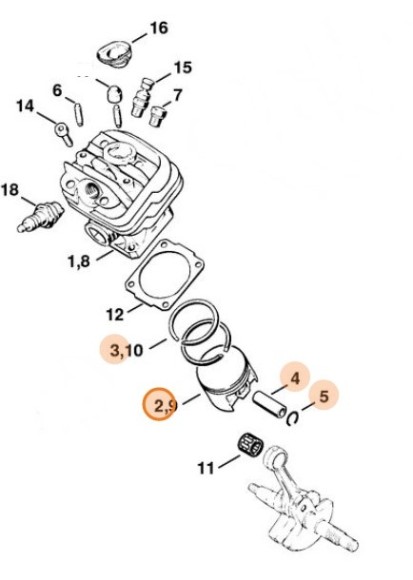 Поршень, діам. 44,7мм STIHL 11210302003