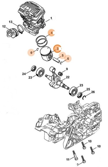 Поршень, діам.44,7мм STIHL 11410302003
