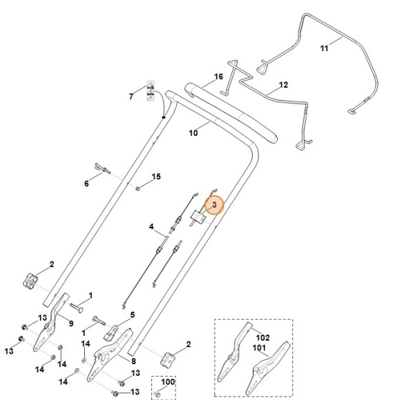 Трос пристрою зупинки двигуна STIHL 63507007521