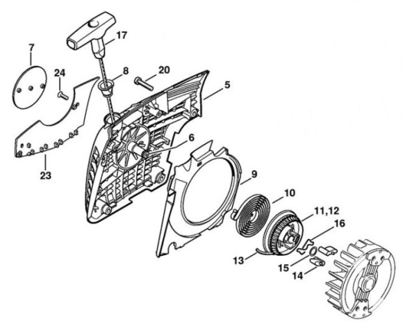 Кришка вентилятора з пусковим пристроєм STIHL 11330802807