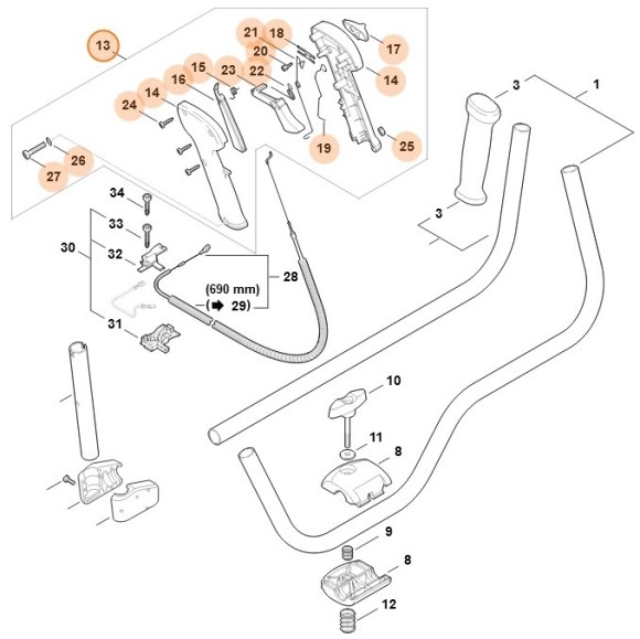 Рукоятка управління STIHL 41287901300
