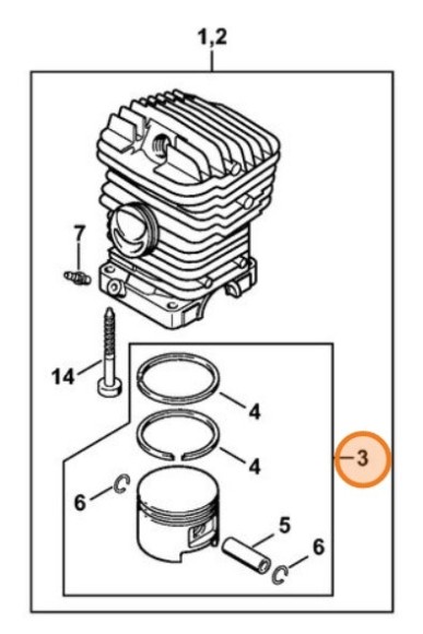 Поршень, діам.46 мм STIHL 11270302003