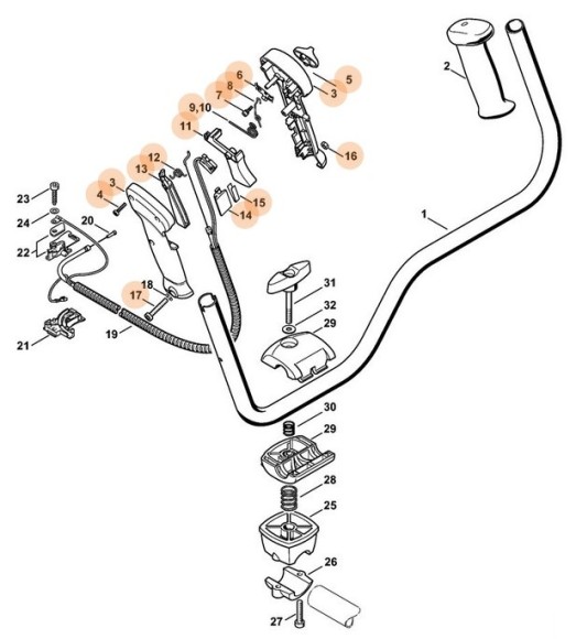 Рукоятка управління STIHL 41287901309 Рукоятка управління STIHL 41287901309