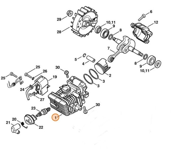 Циліндр з поршнем, діам. 37мм STIHL 11370201202