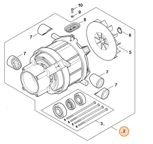 Електродвигун 220-240V, 50Hz, 2,1/2,3Kw STIHL 49506000202