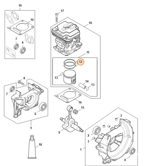 Компресійне поршньове кільце, діам. 40 х 1,2 мм STIHL 41470343003