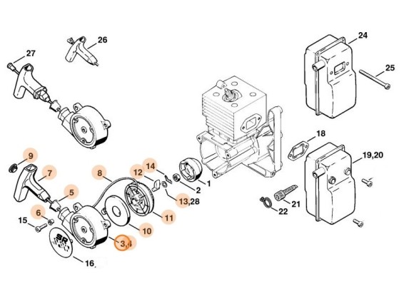 Кришка пускового пристрою з пусковим пристроєм STIHL 42031900405