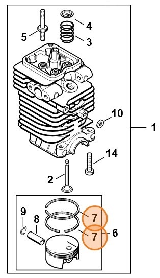Компресійне поршньове кільце, діам. 40 х 1,2 мм STIHL 41800343000
