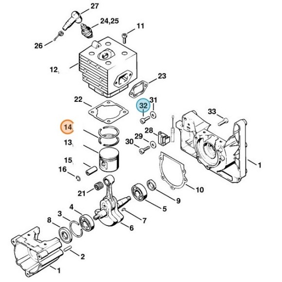 Компресійне поршньове кільце, діам. 41 х 1,5 мм STIHL 42030343000