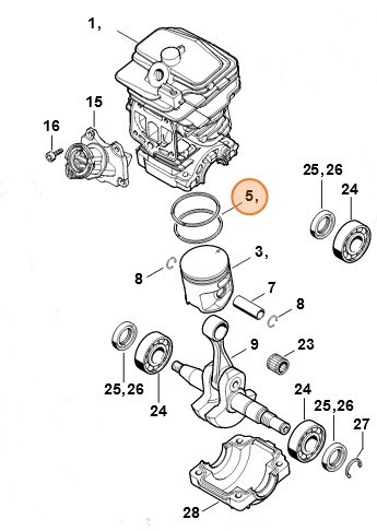 Компрессійне поршньове кільце діам.42,5мм*1,2мм STIHL 11430343009