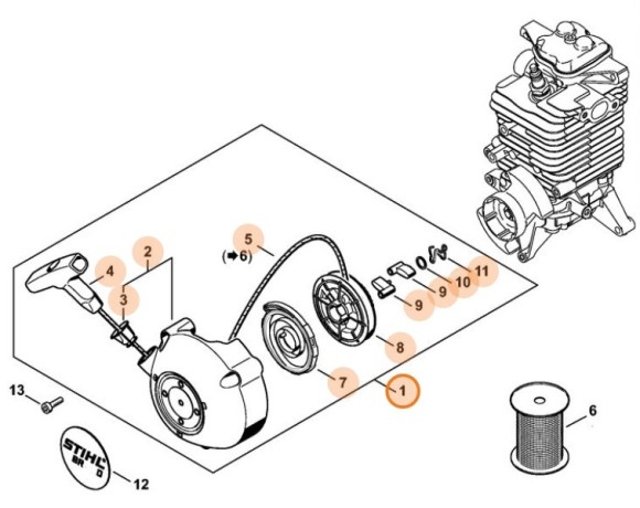 Кришка пускового пристрою з пусковим пристроєм STIHL 42821900303