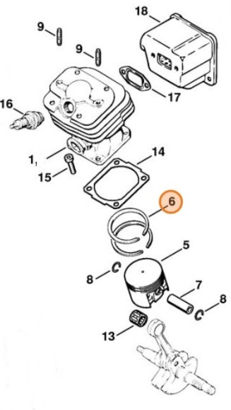 Компресійне поршньове кільце, діам. 42 х 1,5 мм STIHL 11210343005