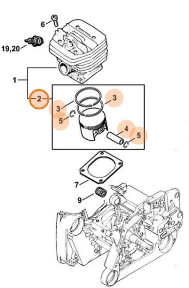 Поршень, діам. 52 мм STIHL 11220302001