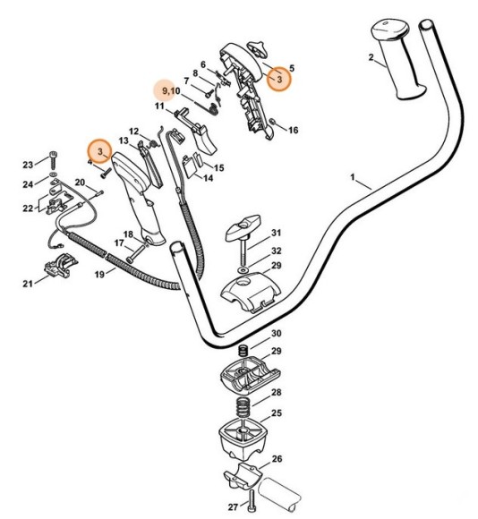 Ручка права STIHL 41287900304 Ручка права STIHL 41287900304