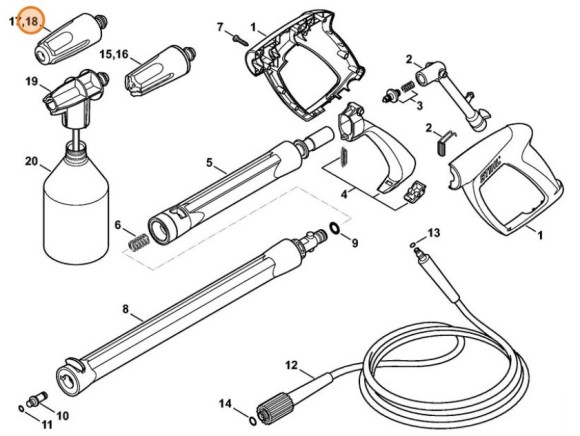 Сопло роторне STIHL, 1 зелена точка (49005001630)
