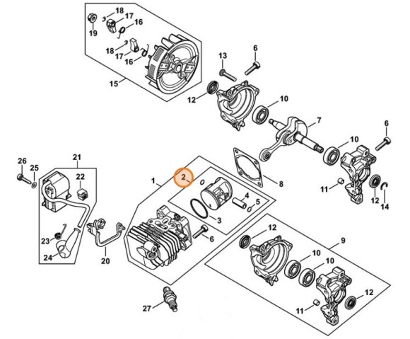 Поршень, діам.34мм STIHL 11460302002