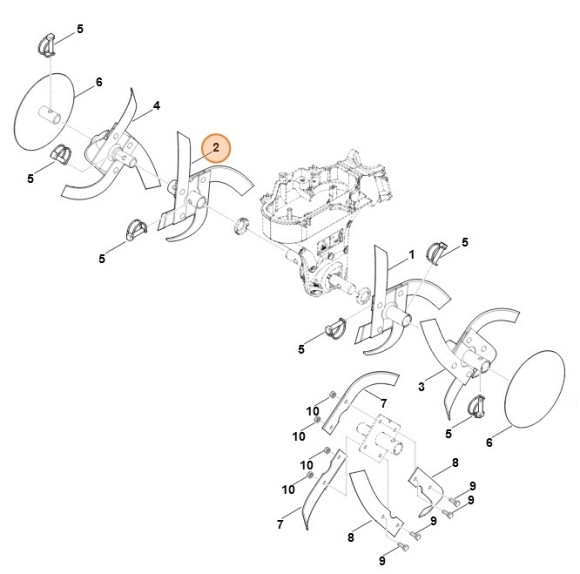 Комплект пропашки STIHL в зборі, зсередини справа (62417100205)