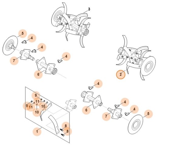 Комплект пропашки STIHL в зборі, зліва (62507100202)