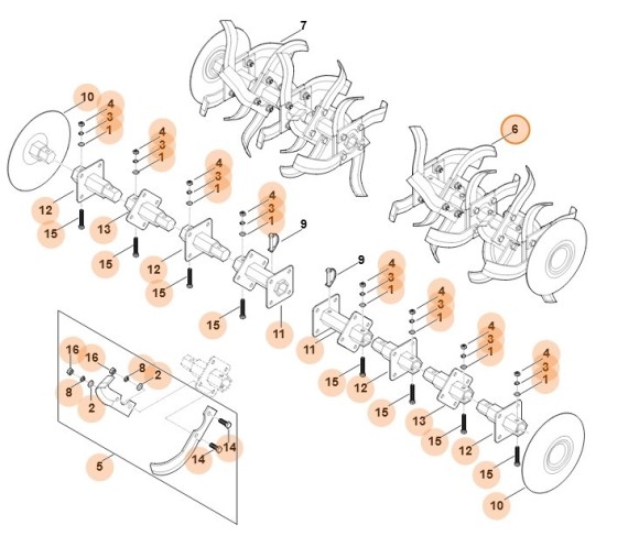 Комплект пропашки STIHL в зборі, зліва (62517100202)