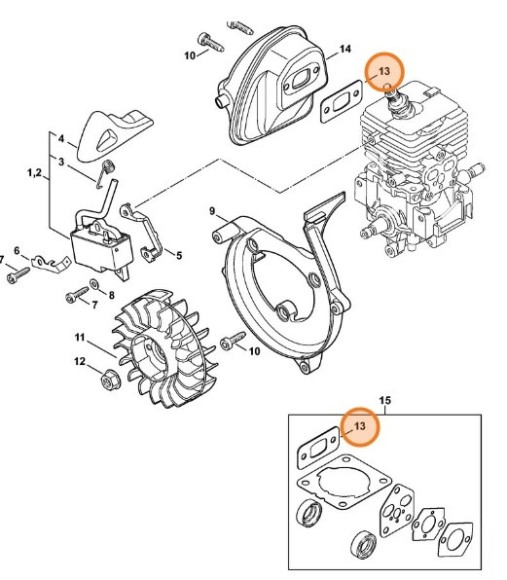 Ущільнення глушника STIHL 41441490600