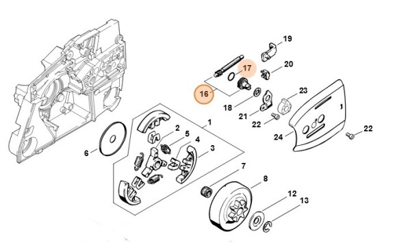 Комплект - Циліндричне зубчате колесо/Натяжний болт STIHL 11240071008