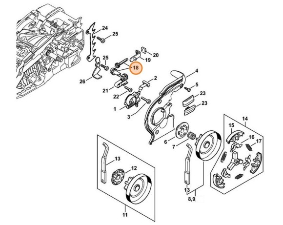 Комплект - Циліндричне зубчате колесо / Натяжний болт STIHL 11290071000