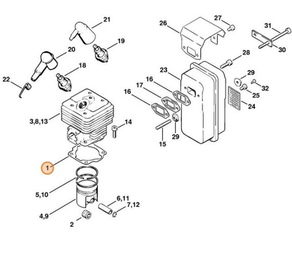 Ущільнення циліндра STIHL 11080292300