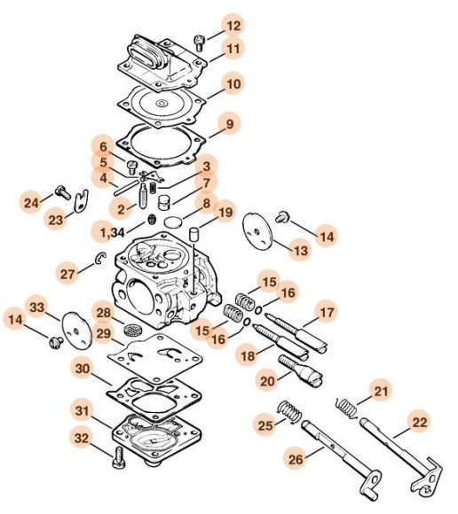 Карбюратор WJ­65 STIHL 11221200616
