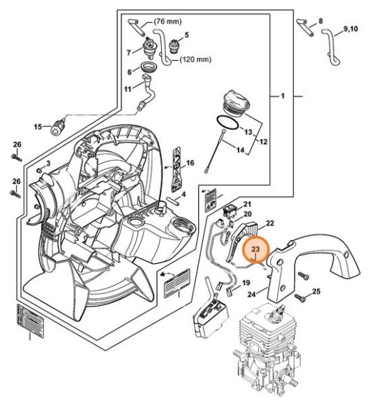 Важільно-тяговий механізм дросельної заслонки STIHL 42411821501