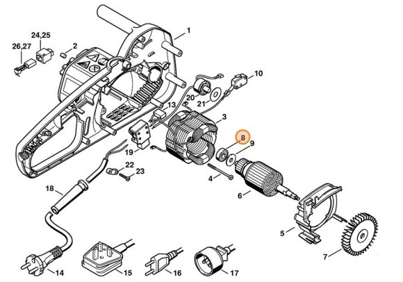 Радіальний шарикопідшипник 608 STIHL 95030039670