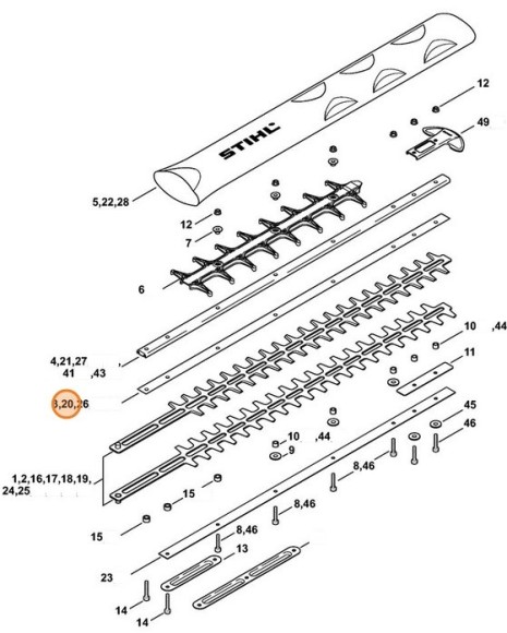 Ножевий ковзаючий лист 600мм STIHL 42377132200