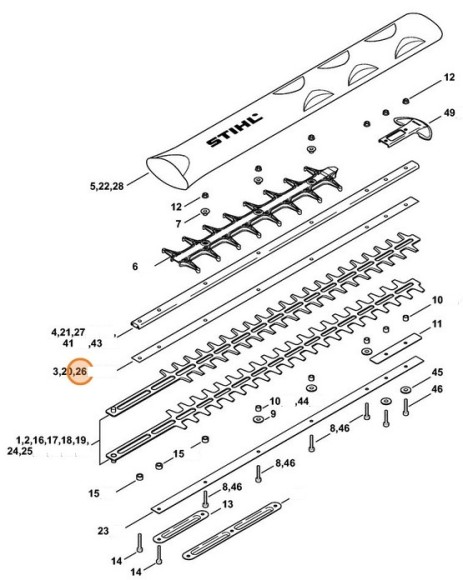 Ножевий ковзаючий лист 750мм STIHL 42377132201