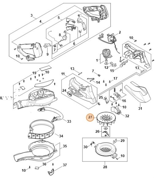 Крильчатка вентилятора STIHL SA027043400