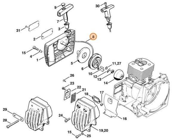 Трос стартера O 3,5x960 мм (11131958200)