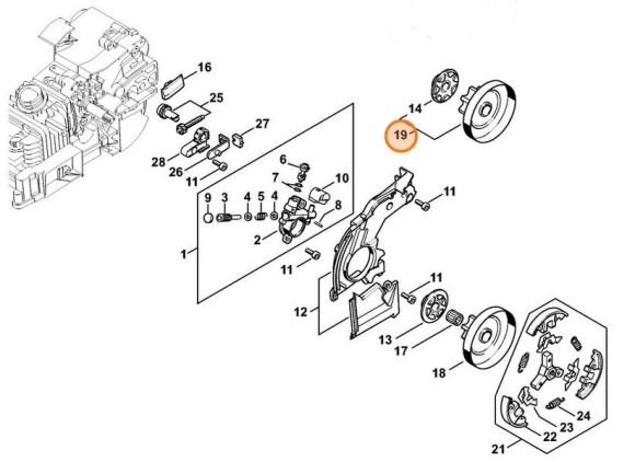 Комплект звездочек привода цепь/улитка 3/8\ (11296402050)
