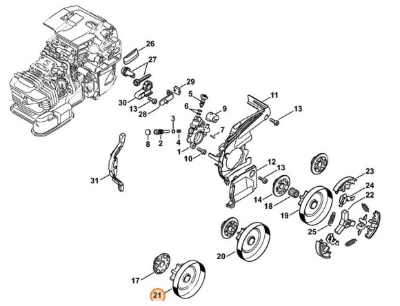 Комплект звездочек привода цепь/улитка 3/8\ (11456402050)