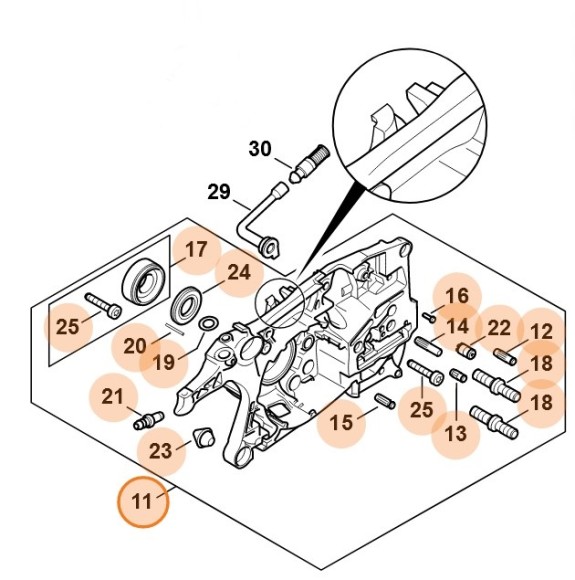 Половина картера - Сторона муфти STIHL 11420202908
