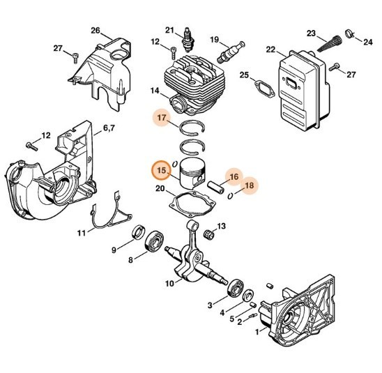 Поршень, діам. 49 мм STIHL 42230302000