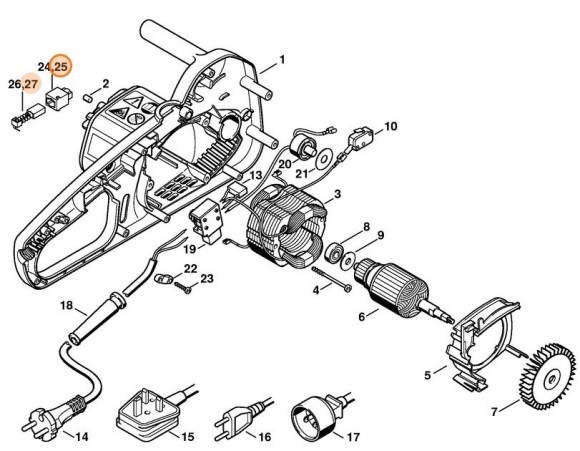 Монтажный набор угольных щеток 230/240 В (12080071001)