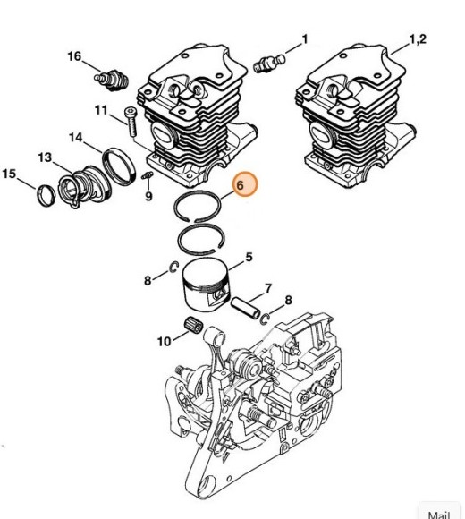 Кольцо поршневое O 44x1,2 мм (11330343000)