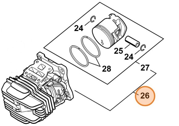 Циліндр з поршнем, діам.40мм STIHL 11450201200