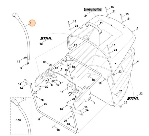 Важіль в зборі STIHL 61407007015