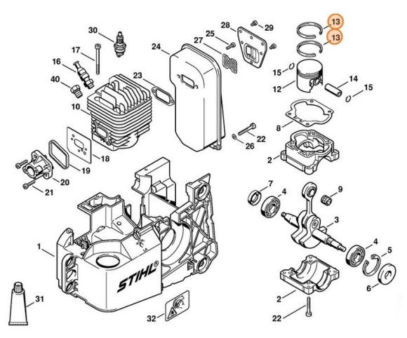 Кольцо поршневое O 48x1,5 мм (11100343003)